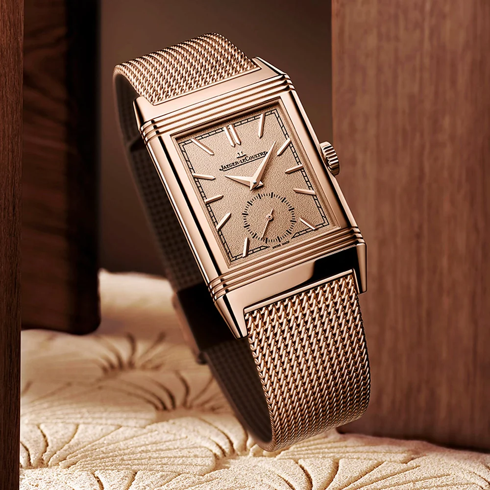 Reverso Tribute Monoface 18ct Pink Gold Milanese Bracelet Watch - Image 4
