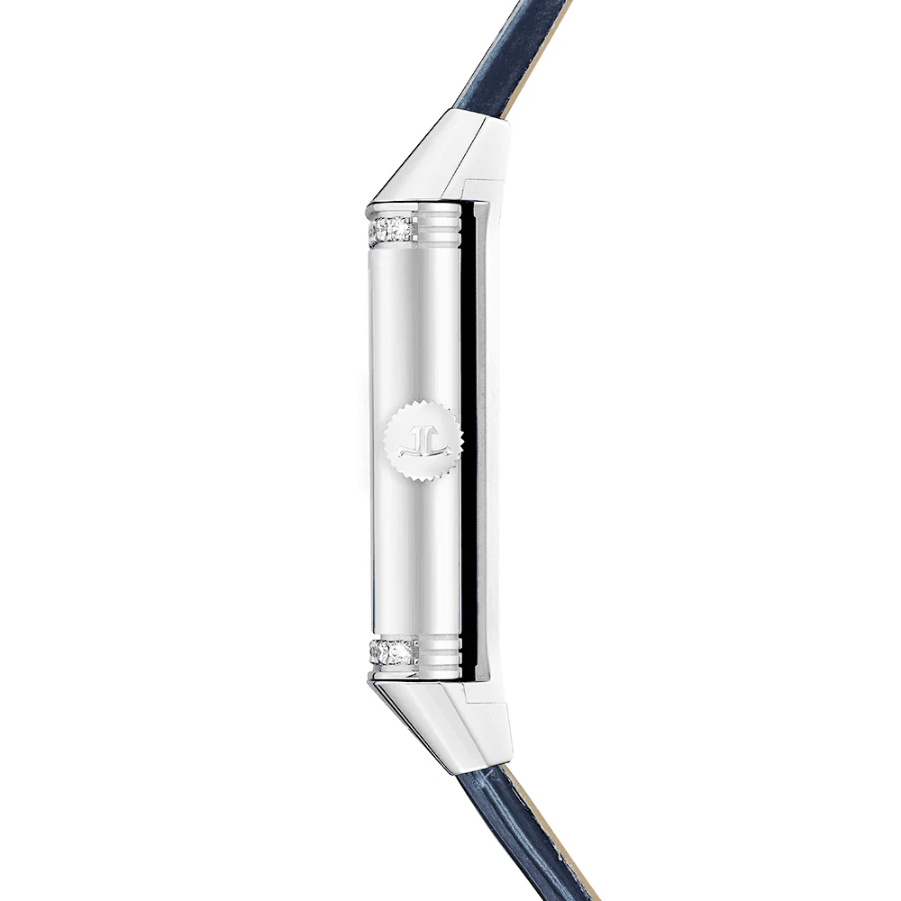 Reverso One Diamond Set Bezel & Silver Dial Leather Strap Watch - Image 4