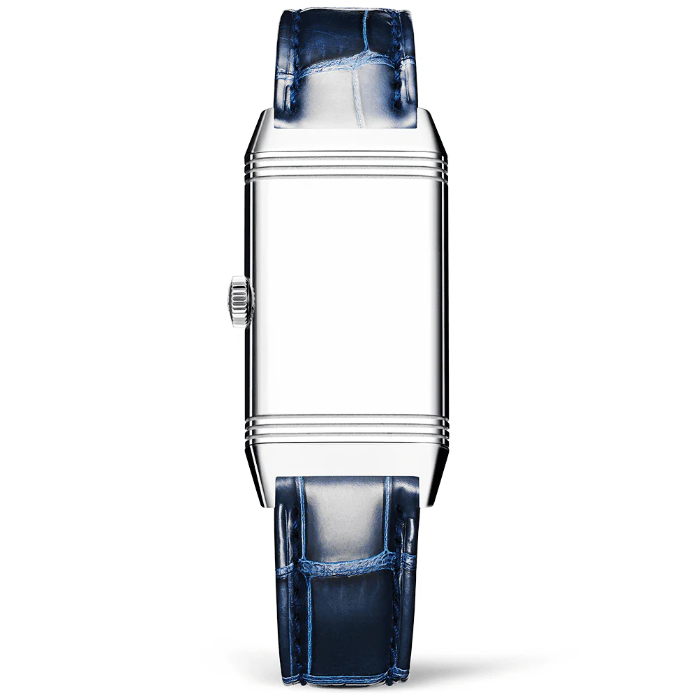 Reverso One Diamond Set Bezel & Silver Dial Leather Strap Watch - Image 5
