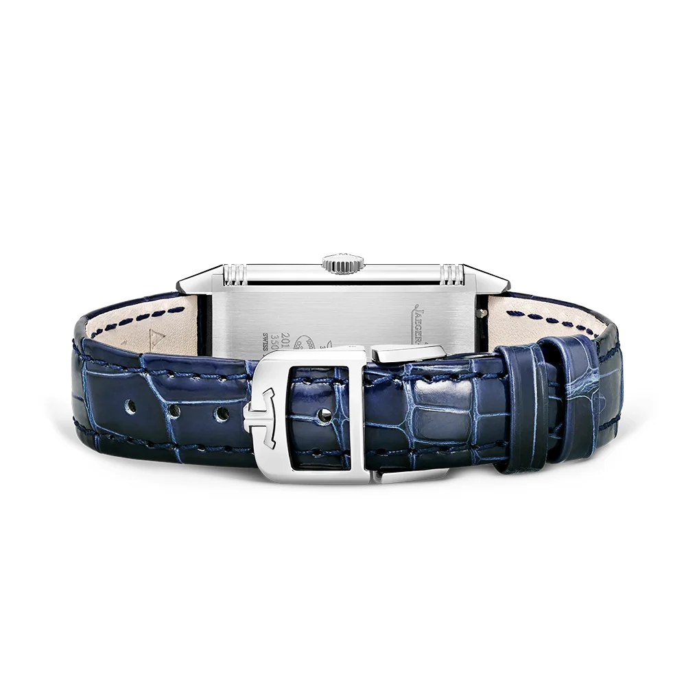 Reverso One Diamond Set Bezel & Silver Dial Leather Strap Watch - Image 6