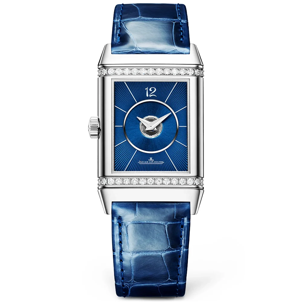 Reverso Classic Medium Duetto Silver Dial Diamond Set Watch - Image 4