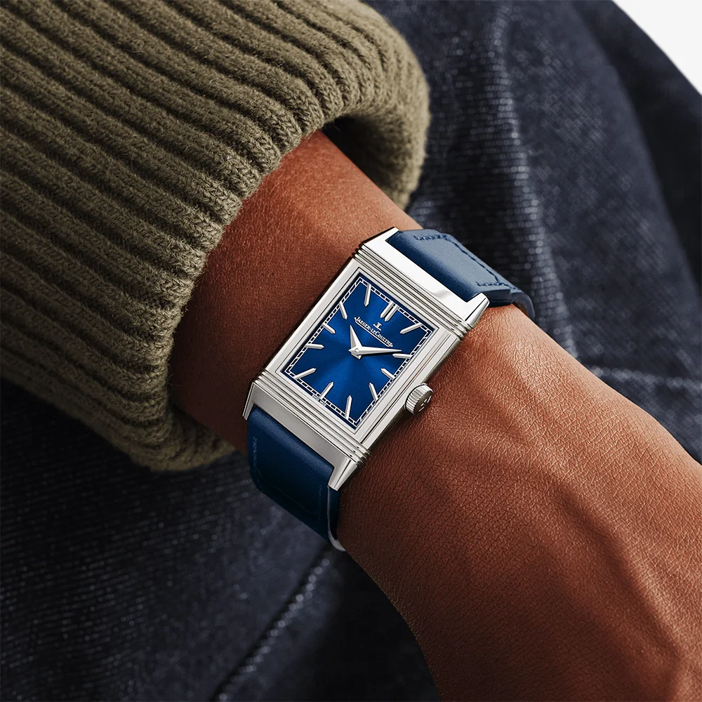 Reverso Tribute Monoface Blue Dial Leather Strap Watch - Image 2