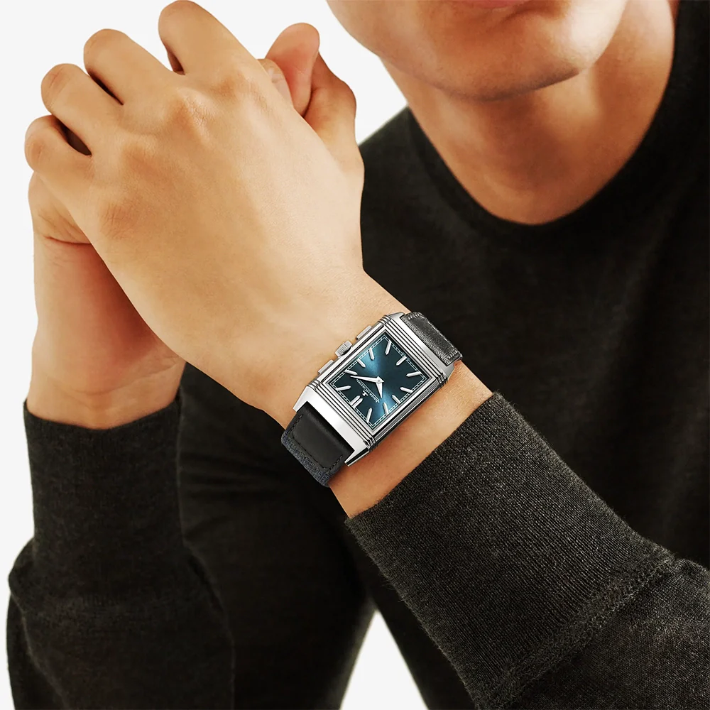 Reverso Tribute Chronograph Mens Blue Dial Strap Watch - Image 2