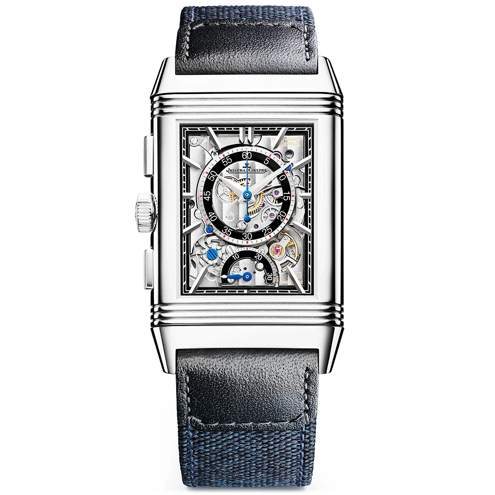 Reverso Tribute Chronograph Mens Blue Dial Strap Watch - Image 3