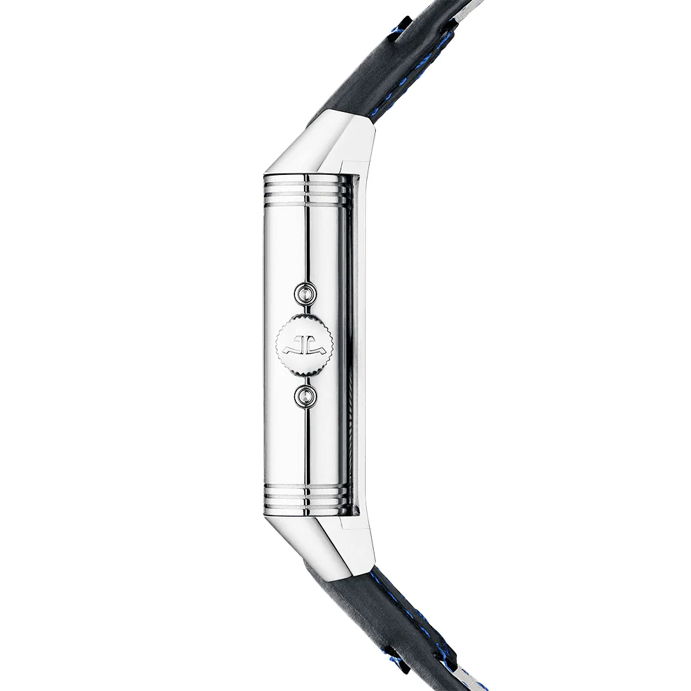 Reverso Tribute Duoface Calendar Large Silver Dial Leather Strap Watch - Image 3