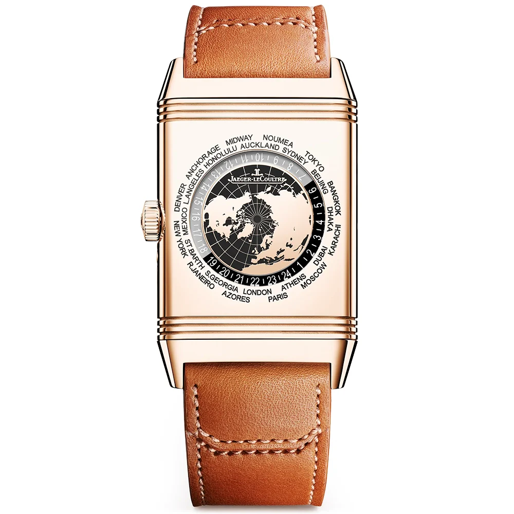 Reverso Tribute Geographic 18ct Pink Gold Mens Strap Watch - Image 6