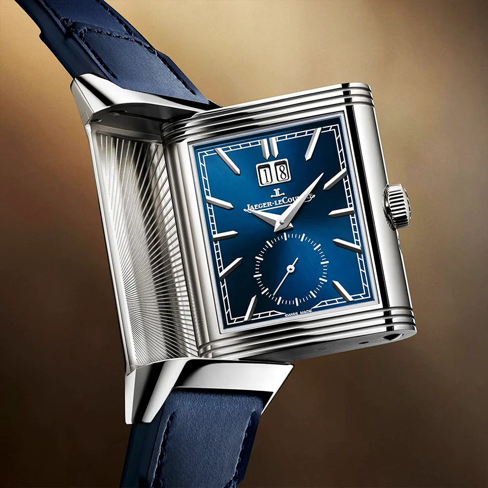 Reverso Tribute Geographic Mens Blue Dial Strap Watch - Image 2