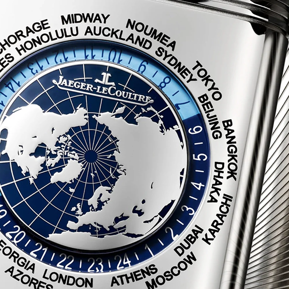 Reverso Tribute Geographic Mens Blue Dial Strap Watch - Image 3