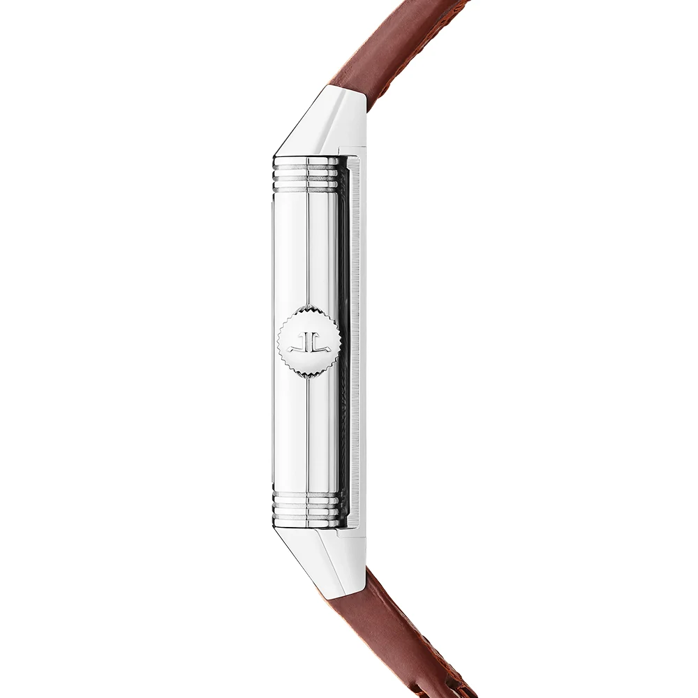 Reverso Tribute Monoface Silver Dial Leather Strap Watch - Image 4