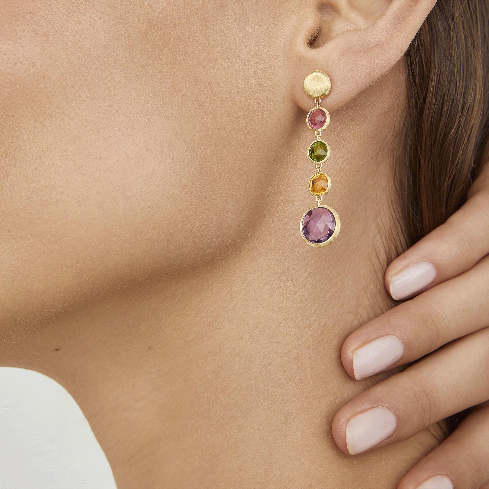 Jaipur 18ct Yellow Gold Multicoloured Drop Earrings - Image 3