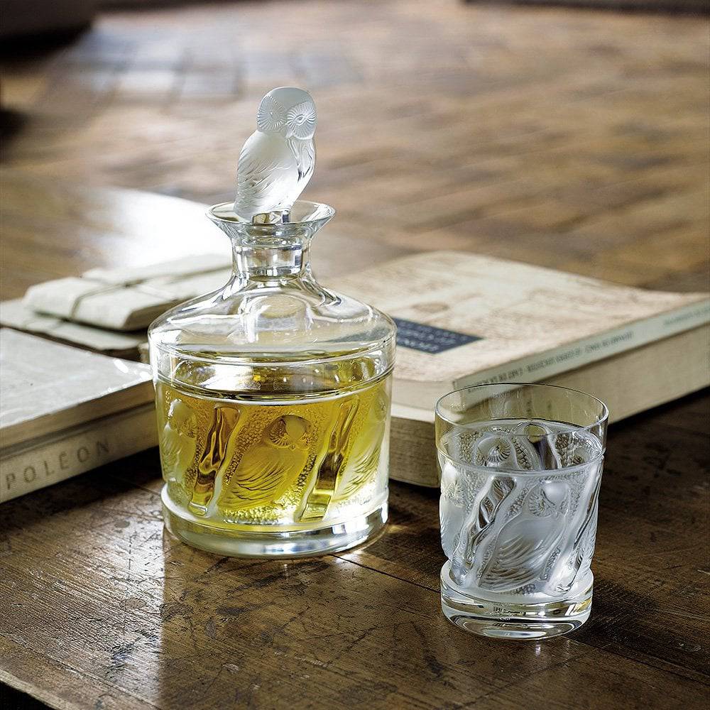 Set of Two Clear Crystal Owl Whiskey Tumblers - Image 2