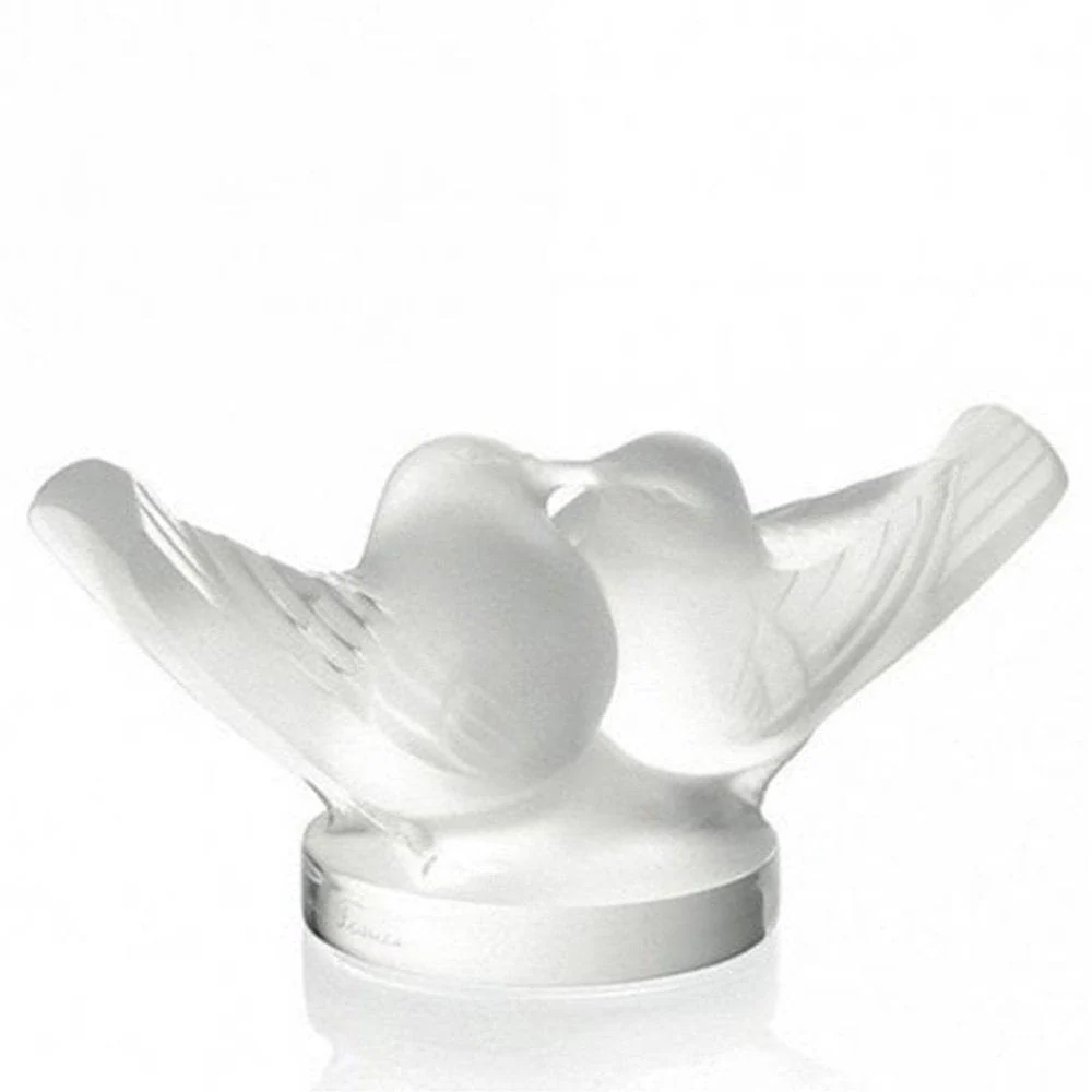 Two Lovebirds Large Clear Crystal Sculpture - Image 2