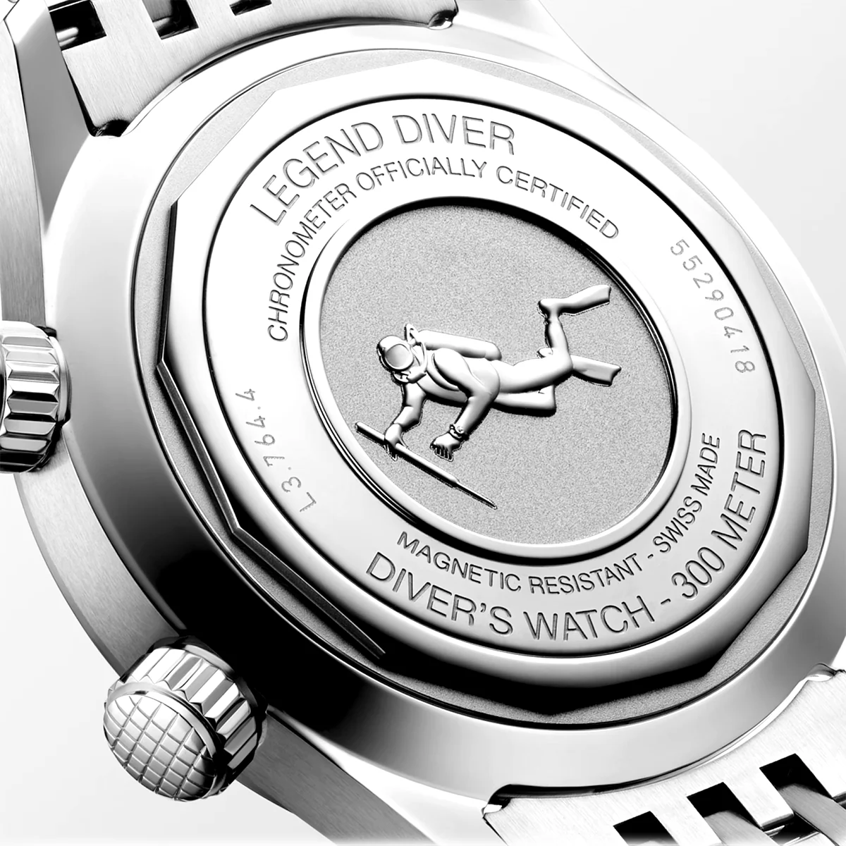 Legend Diver 39mm Grey Dial Men's Automatic Bracelet Watch - Image 4