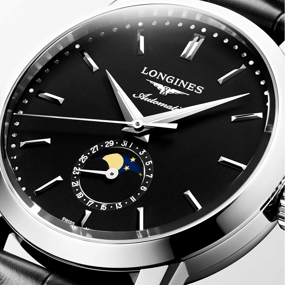Longines 1832 40mm Black Moonphase Dial Men's Automatic  Strap Watch - Image 3