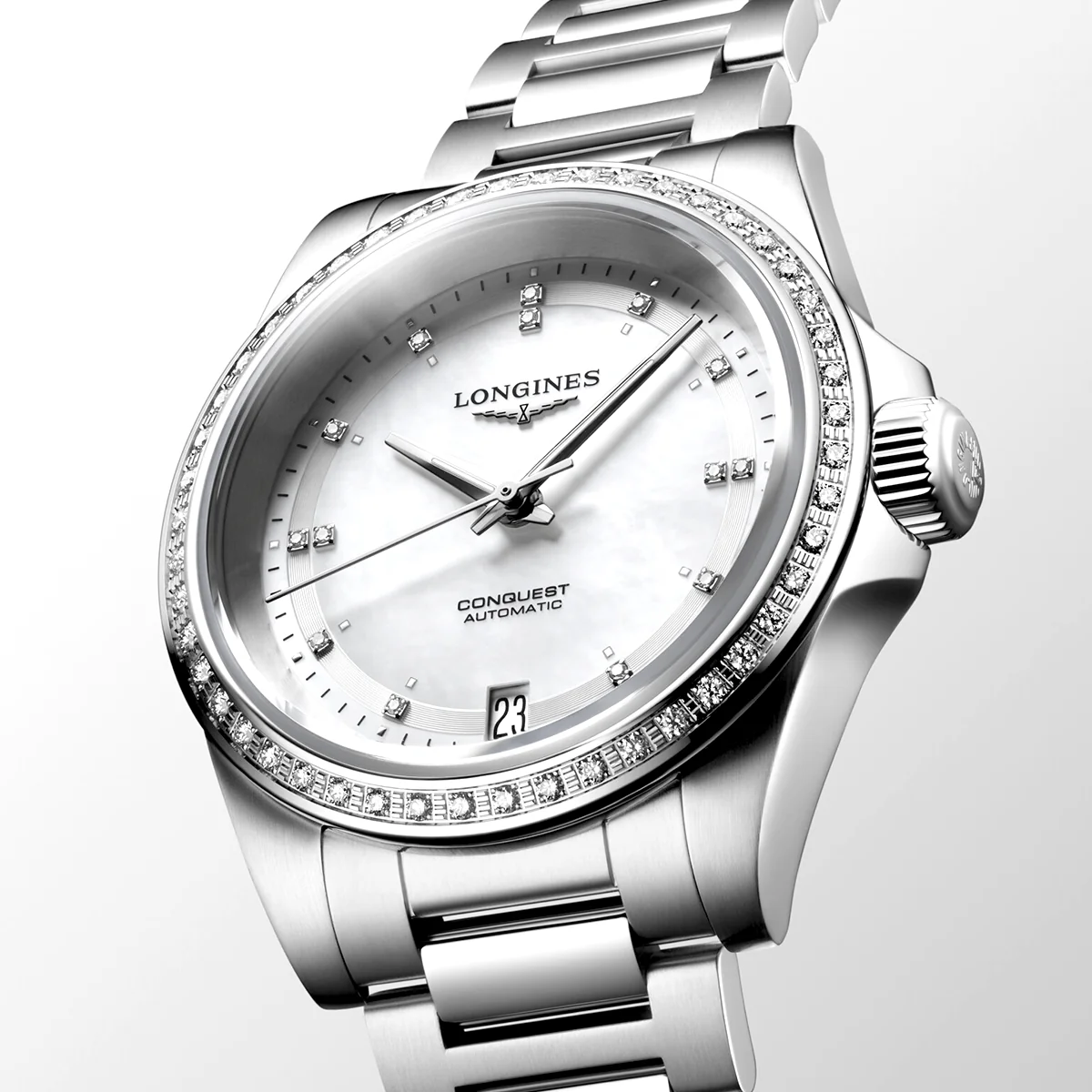 Conquest 34mm Diamond Dial & Bezel Ladies Bracelet Watch - Image 2