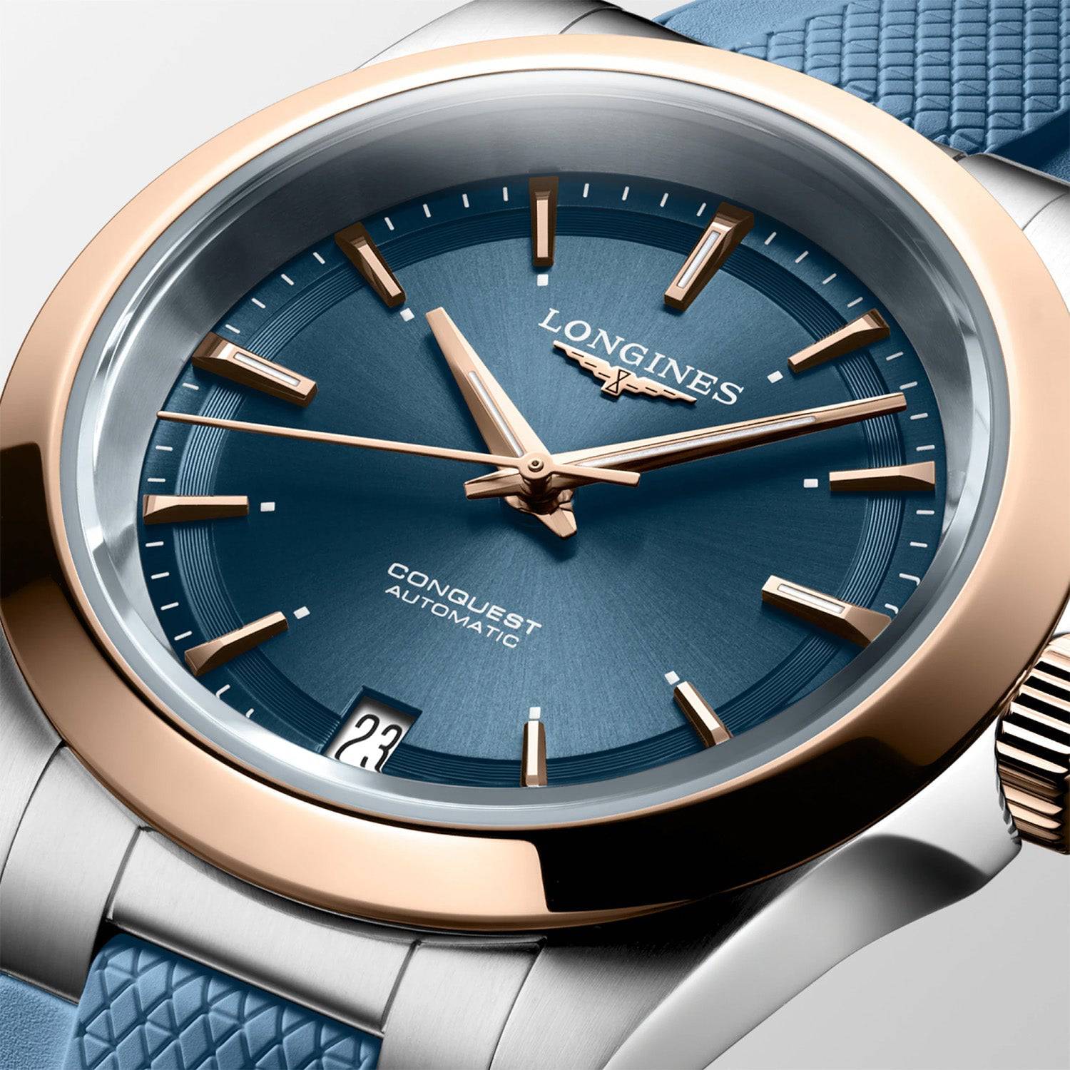 Conquest 34mm Blue Sunray Dial Two-Tone Automatic Strap Watch - Image 5