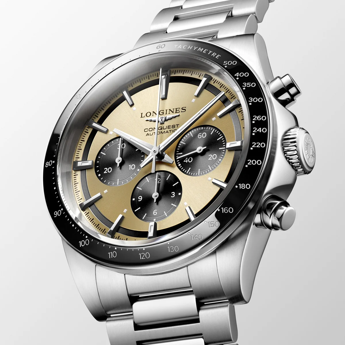 Conquest Chronograph 42mm Gilt/Black Dial Mens Automatic Watch - Image 4