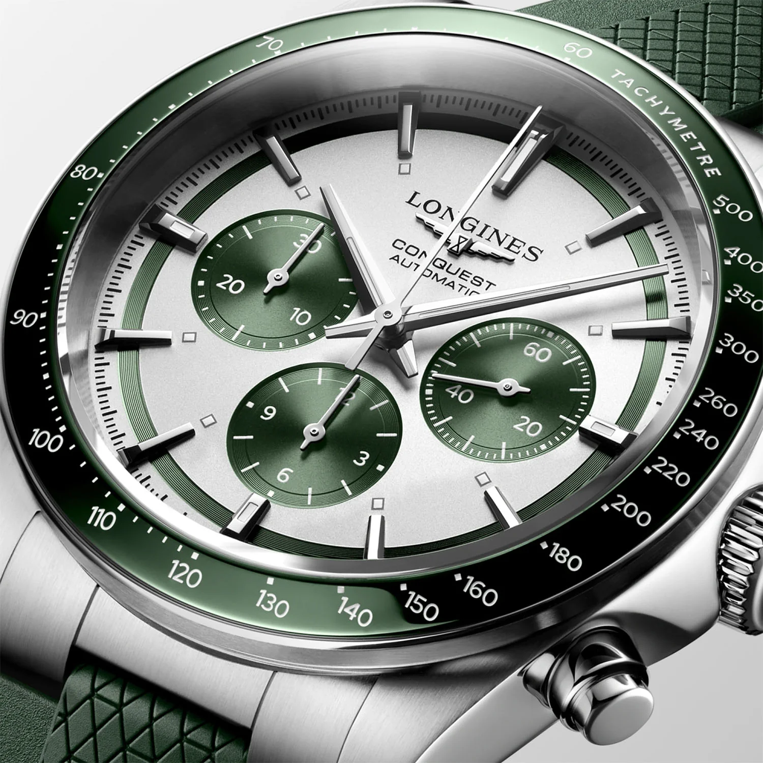 Conquest Chronograph 42mm Green Ceramic Automatic Strap Watch - Image 2