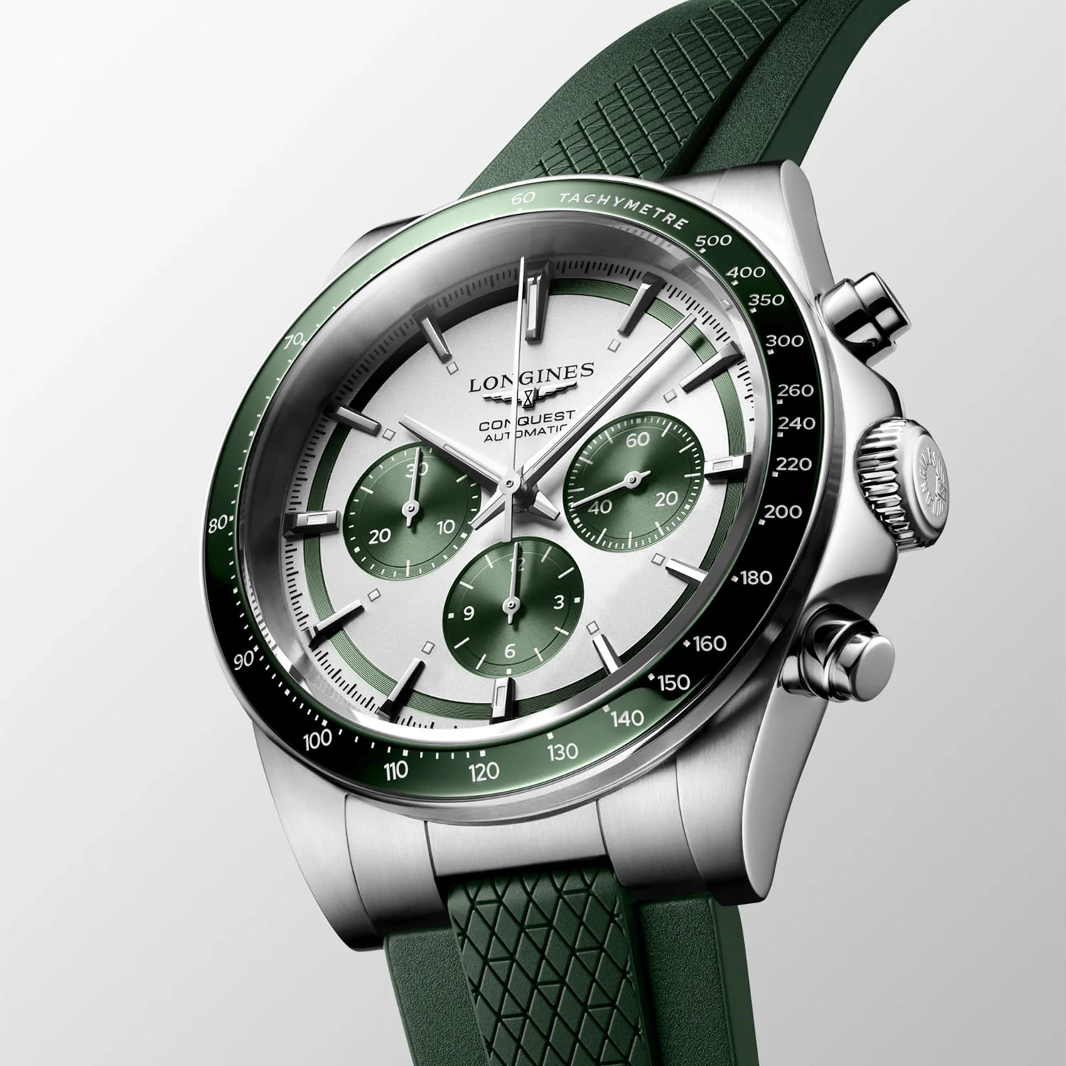 Conquest Chronograph 42mm Green Ceramic Automatic Strap Watch - Image 3