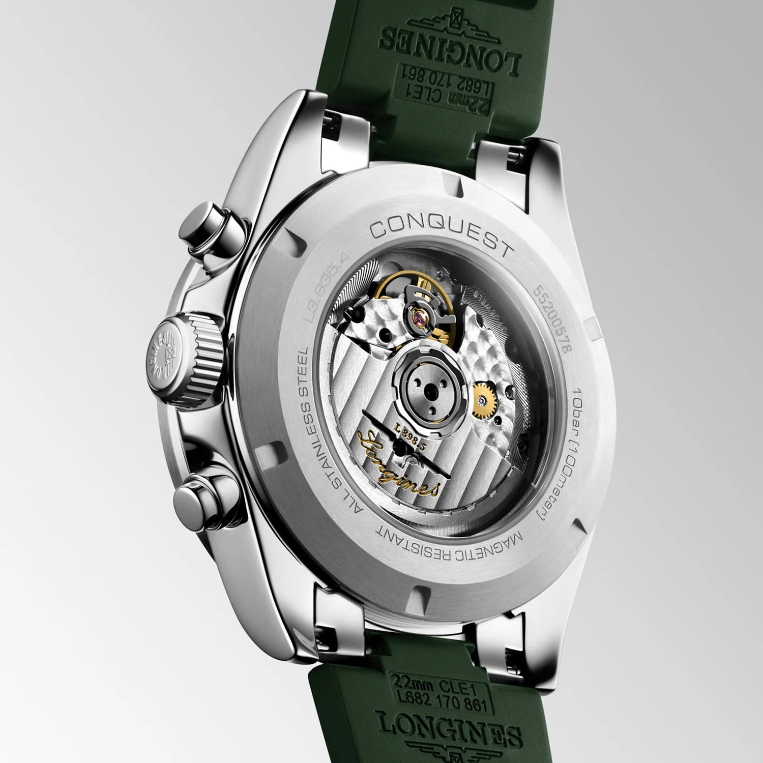 Conquest Chronograph 42mm Green Ceramic Automatic Strap Watch - Image 4