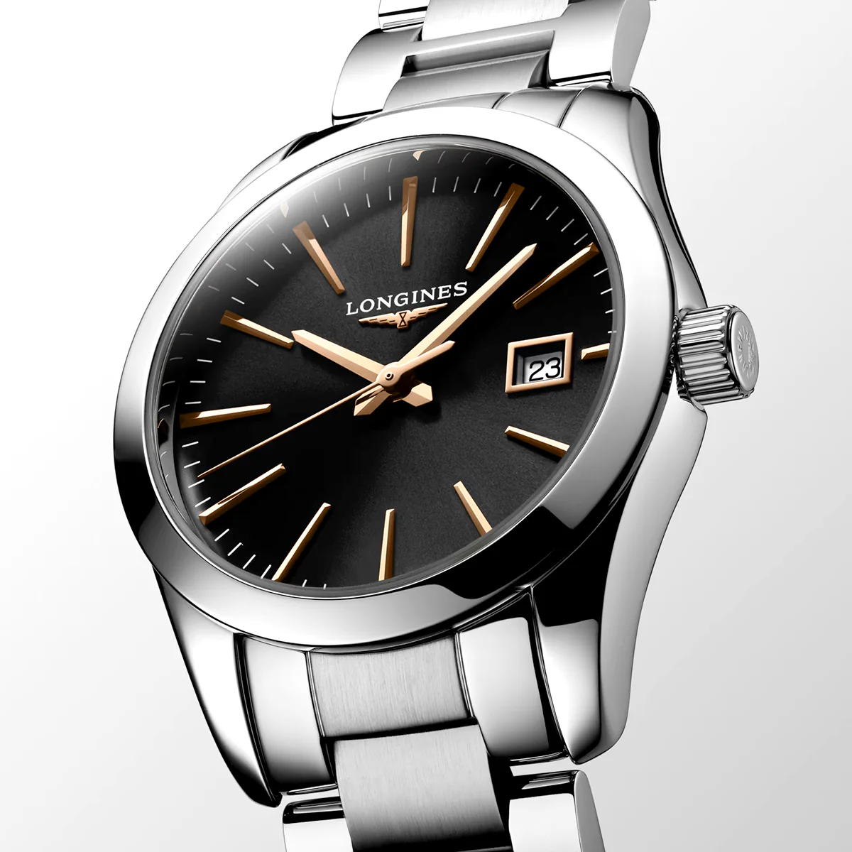 Conquest Classic 29.5mm Black/Rose Dial Ladies Bracelet Watch - Image 4