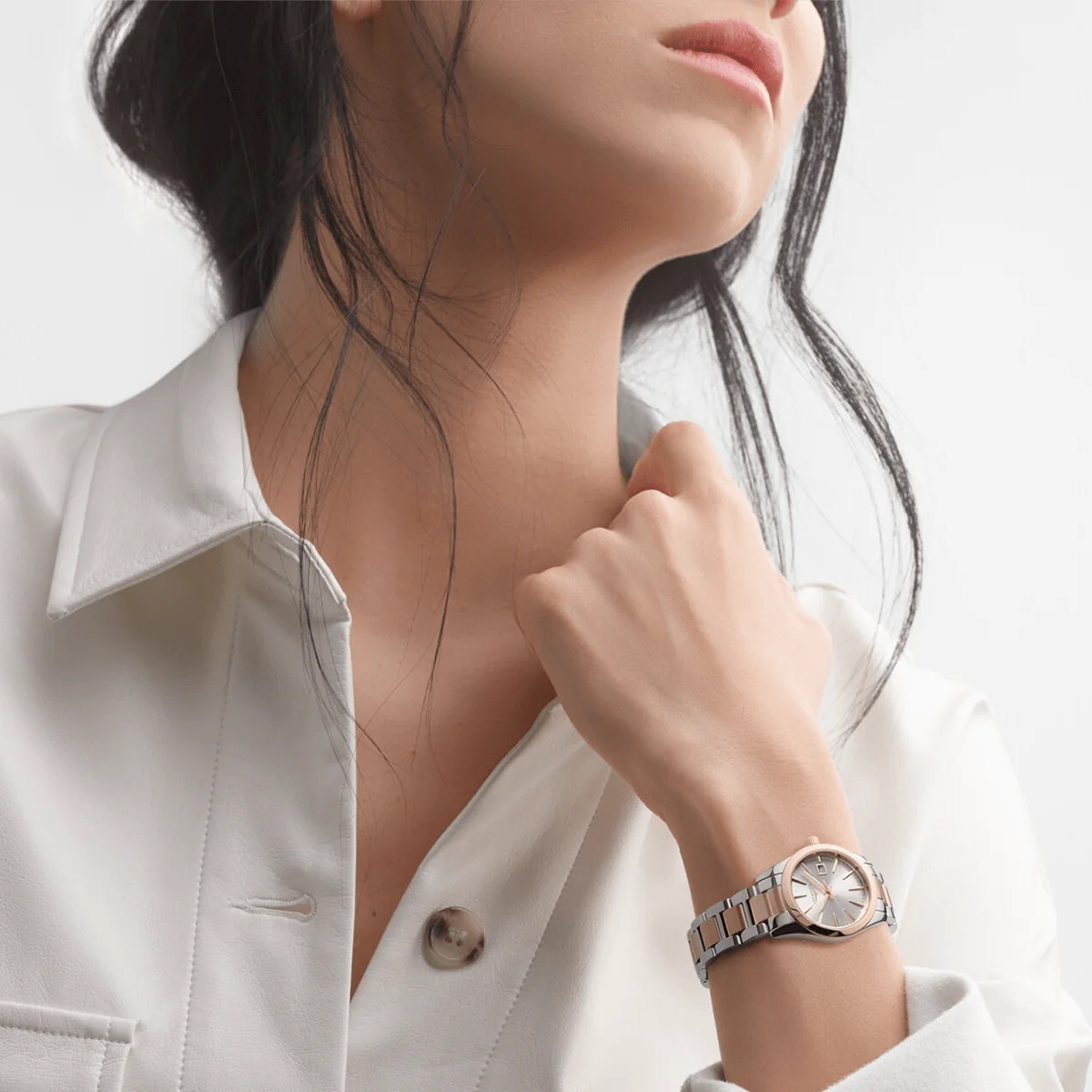 Conquest Classic 29.5mm Two-Tone Silver Dial Ladies Bracelet Watch - Image 3