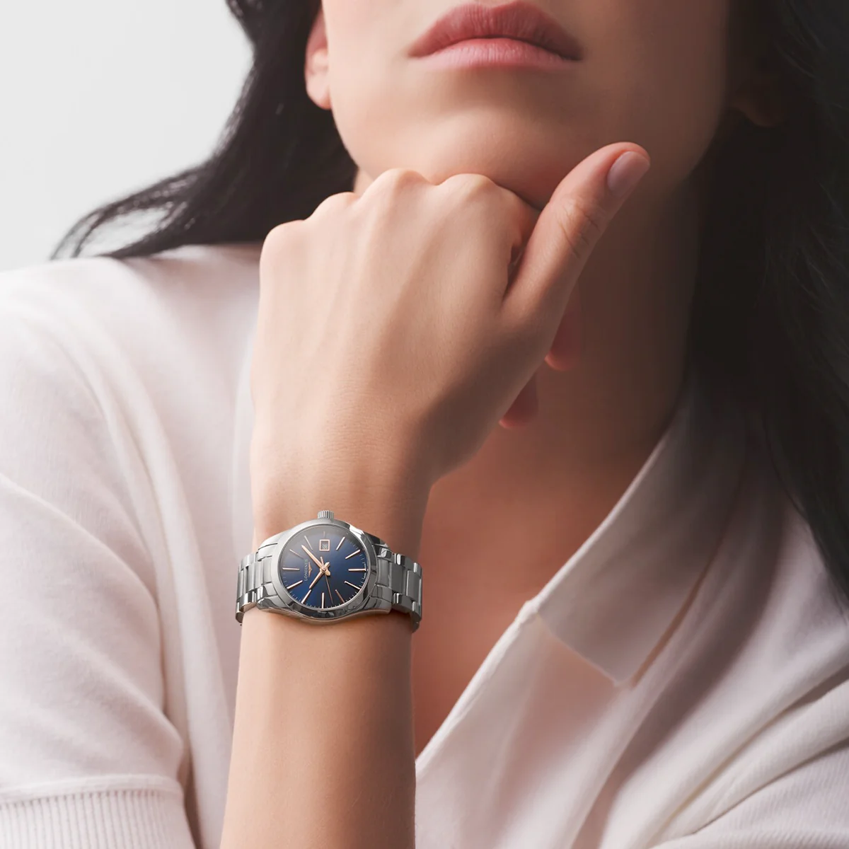 Conquest Classic Steel 29.5mm Blue/Rose Dial Ladies Bracelet Watch - Image 2