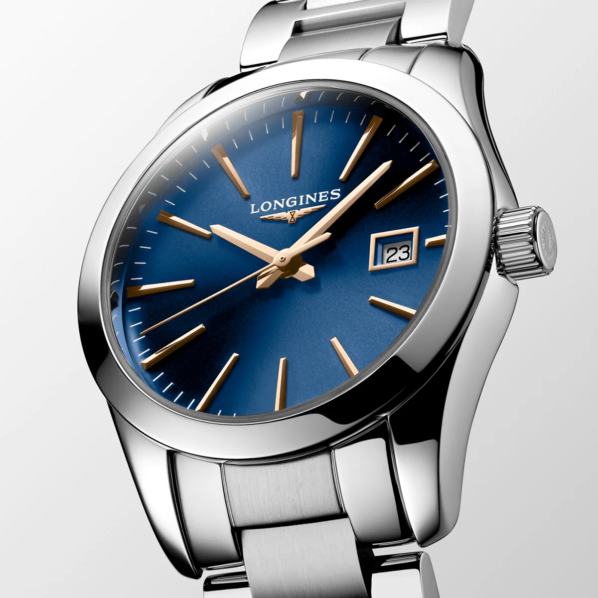 Conquest Classic Steel 29.5mm Blue/Rose Dial Ladies Bracelet Watch - Image 3