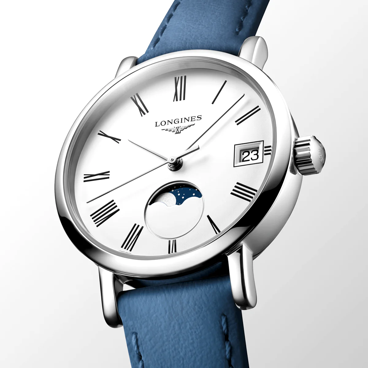 Elegant Moonphase 30mm White Dial Ladies Strap Watch - Image 2