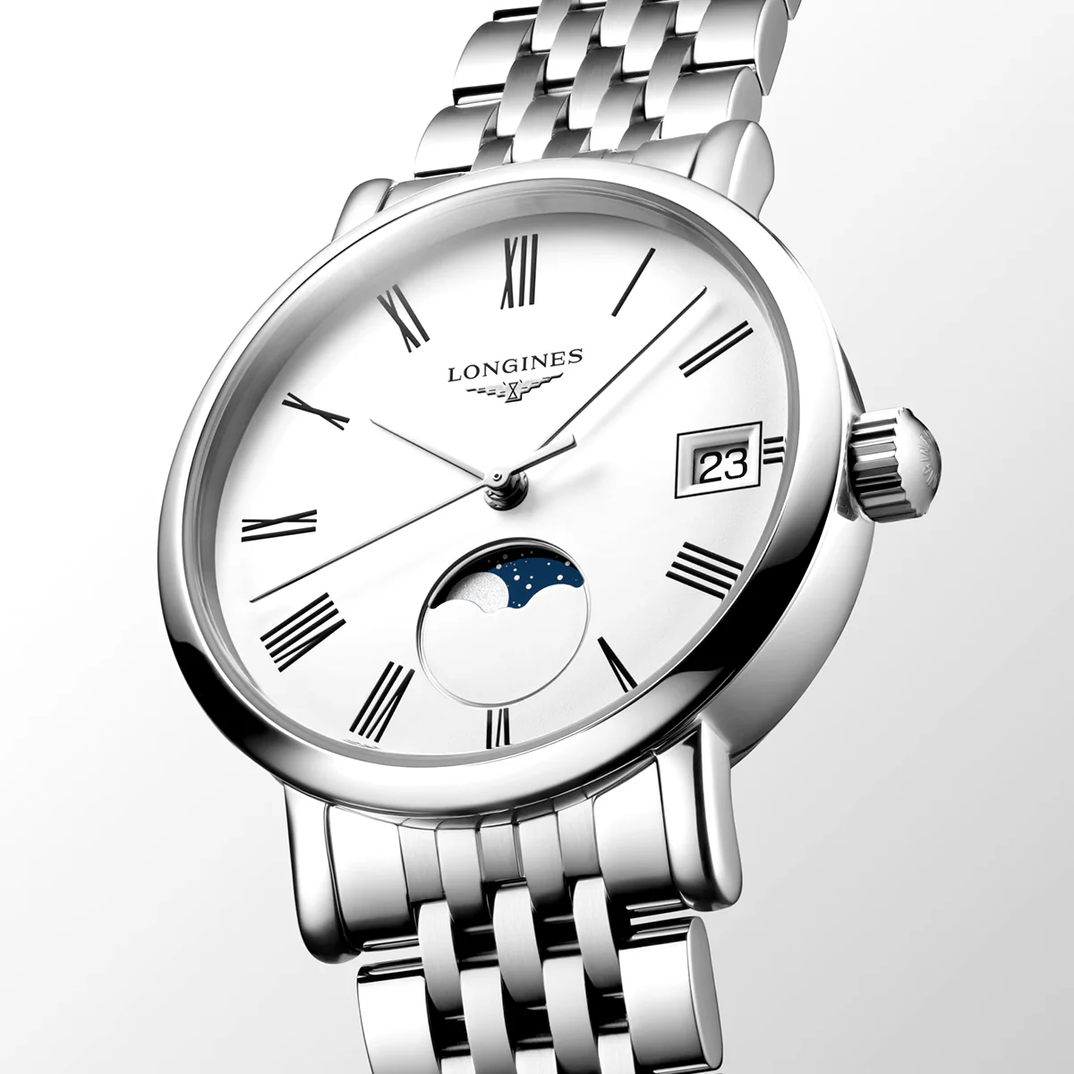 Elegant Moonphase 30mm White Dial Ladies Bracelet Watch - Image 2