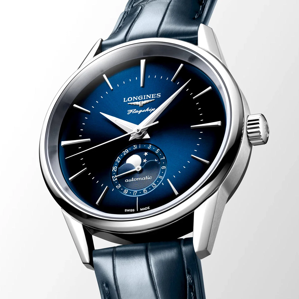 Flagship Heritage 38.5mm Blue Sunray Dial Leather Strap Watch - Image 3