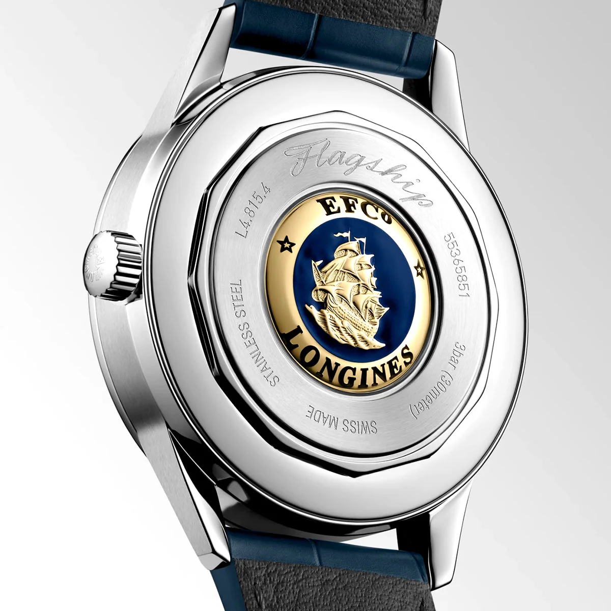 Flagship Heritage 38.5mm Blue Sunray Dial Leather Strap Watch - Image 5