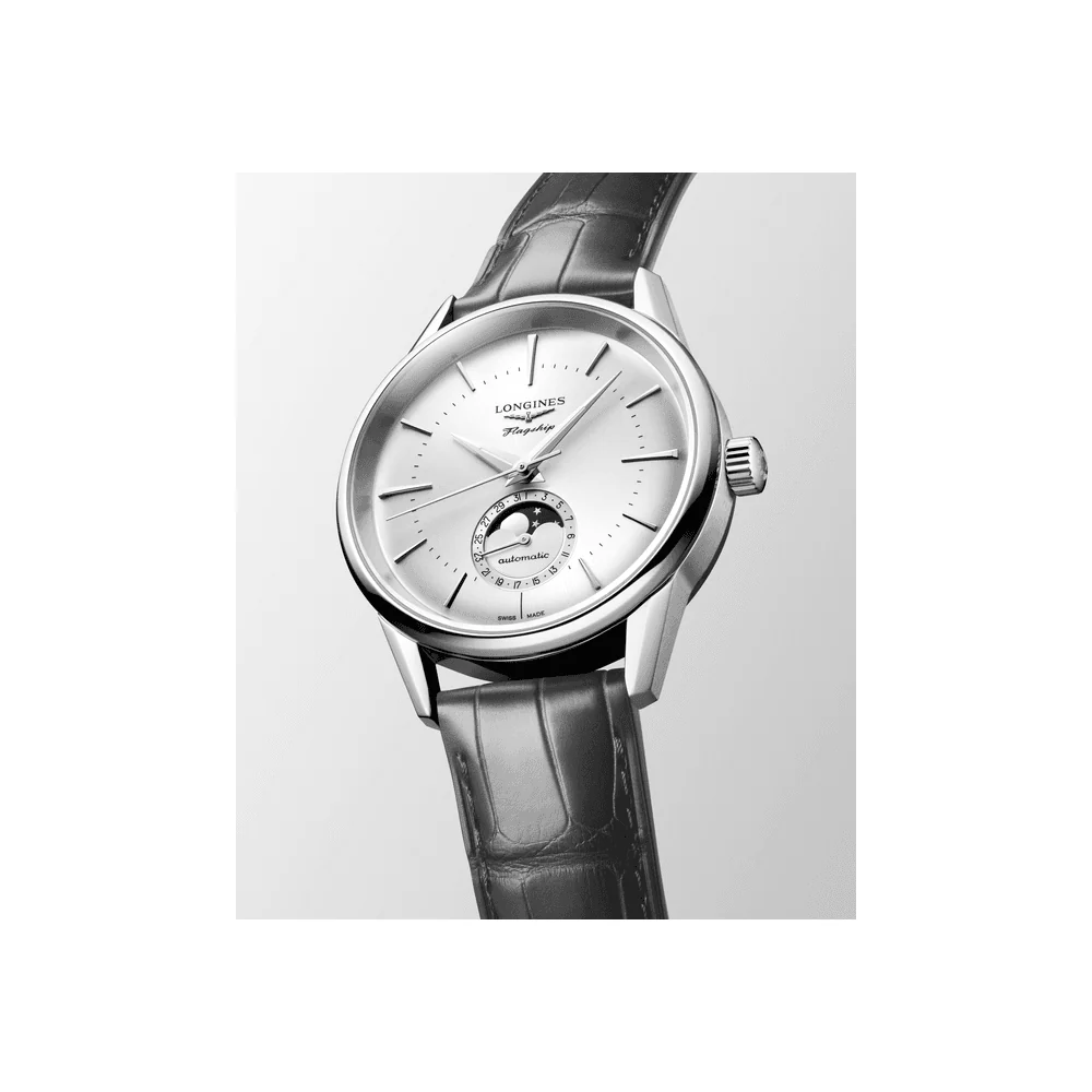 Flagship Heritage 38.5mm Grey Dial Moon-Phase Automatic Strap Watch - Image 3
