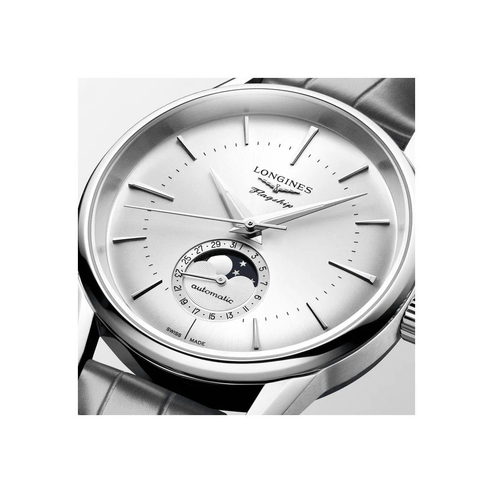 Flagship Heritage 38.5mm Grey Dial Moon-Phase Automatic Strap Watch - Image 4