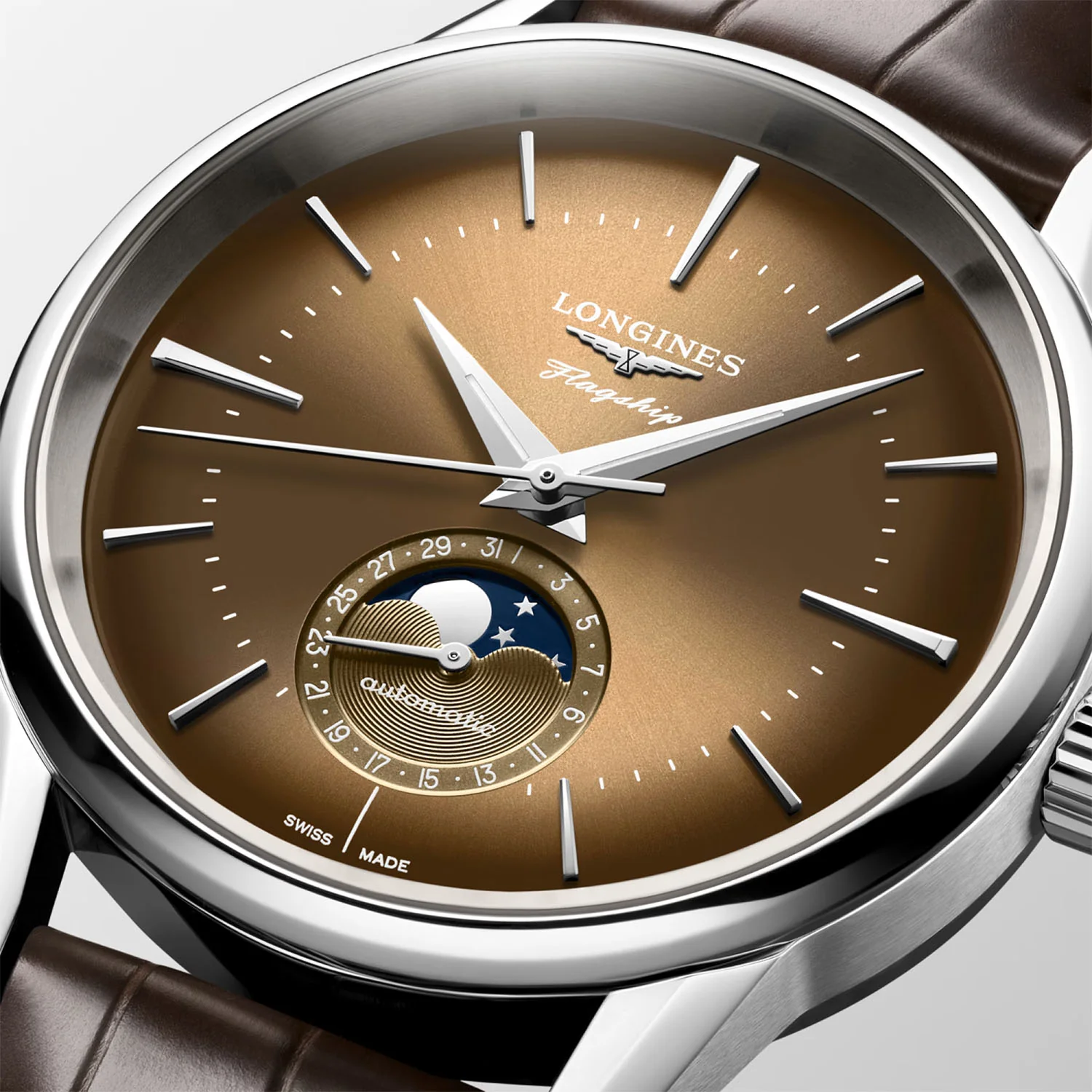 Flagship Heritage Moonphase 38.5mm Sunray Beige Dial Strap Watch - Image 2