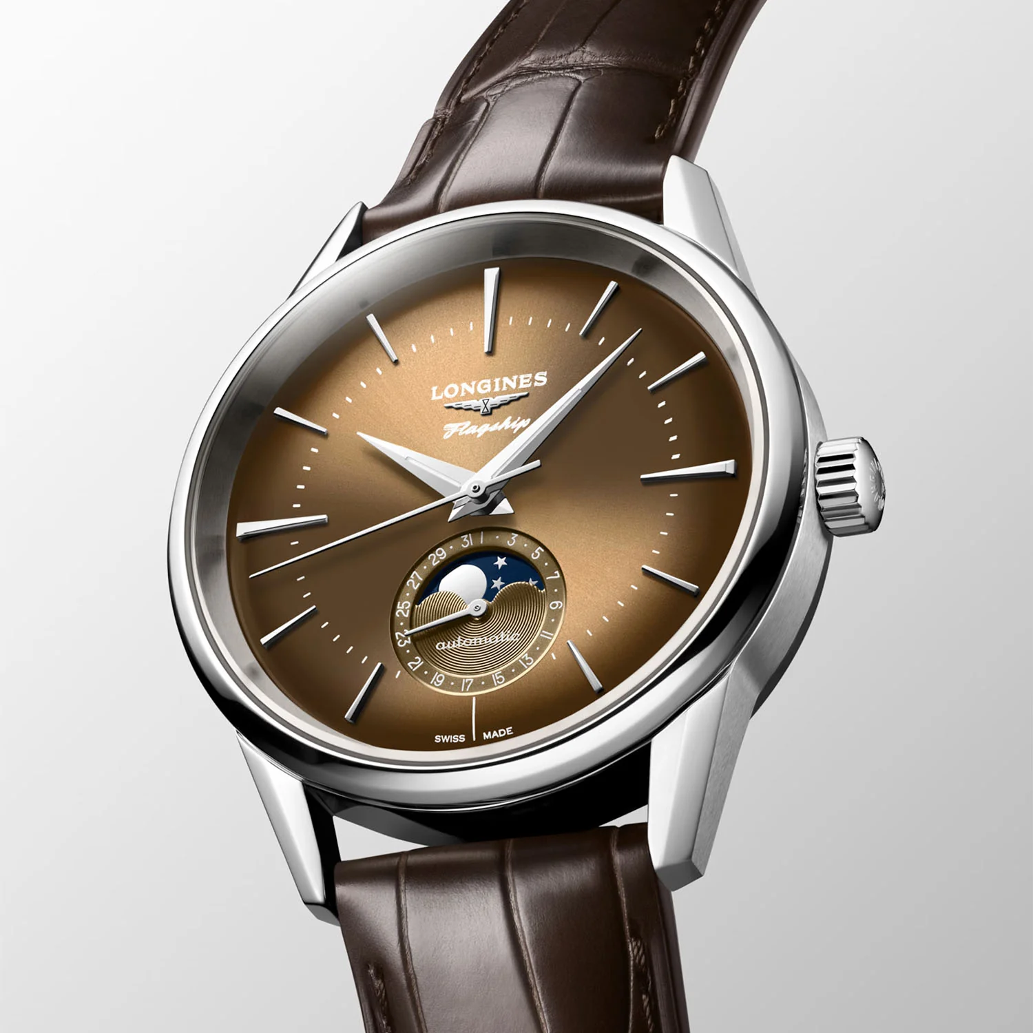 Flagship Heritage Moonphase 38.5mm Sunray Beige Dial Strap Watch - Image 3