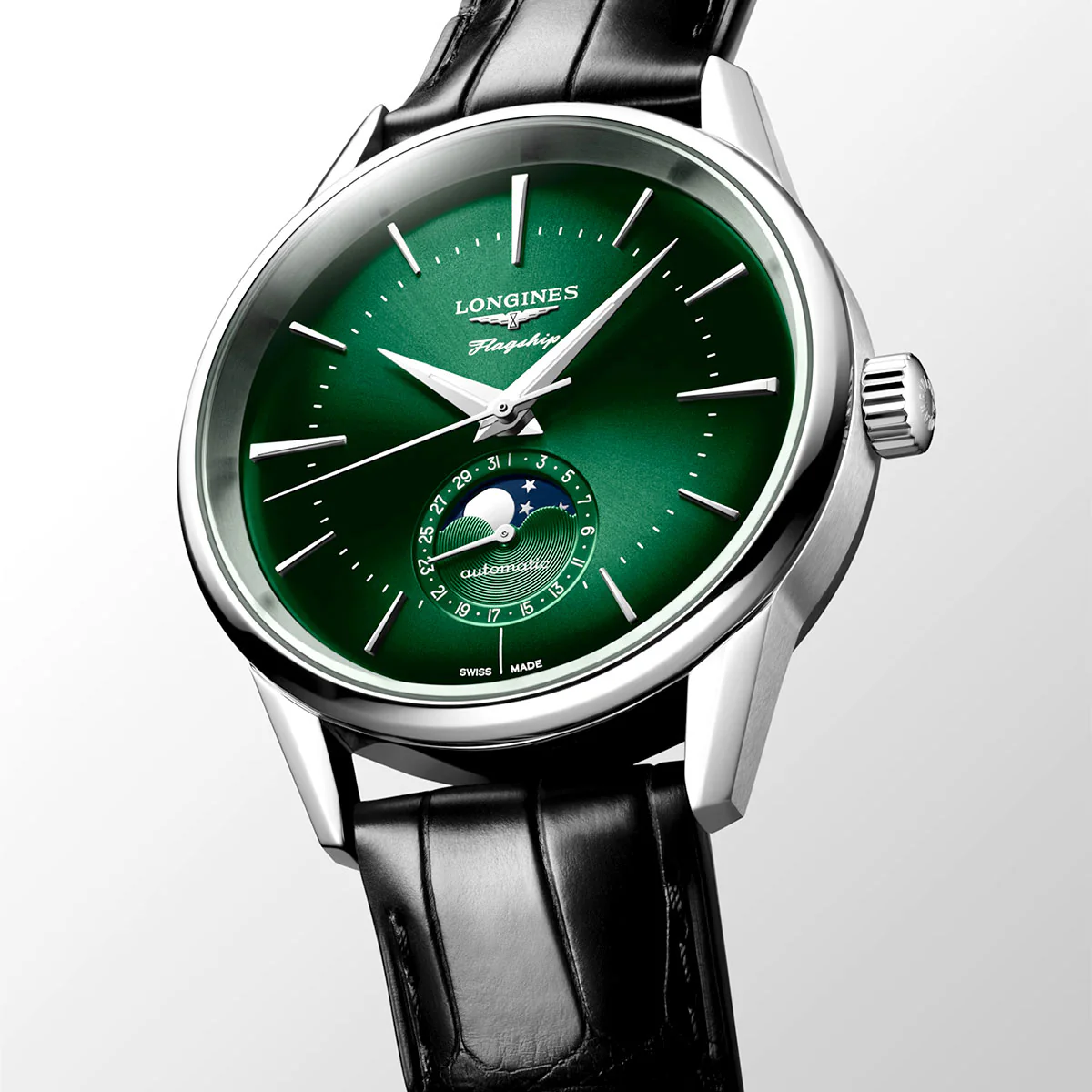 Flagship Heritage Moonphase 38.5mm Green Dial Automatic Strap Watch - Image 2