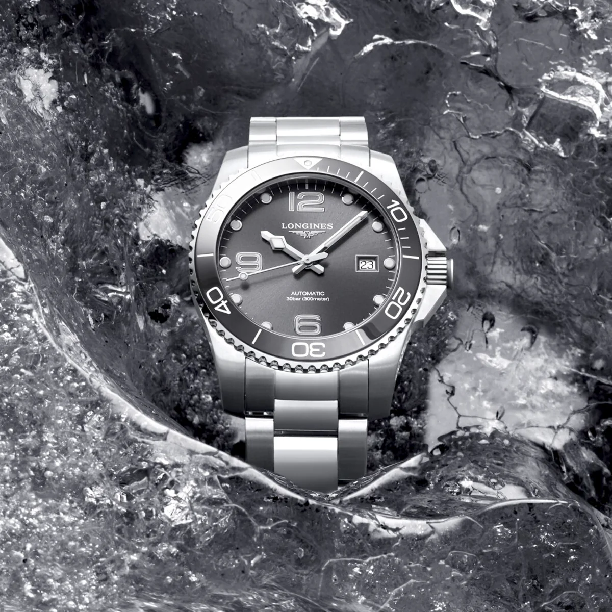 HydroConquest 41mm Grey Dial & Bezel Automatic Bracelet Watch - Image 3