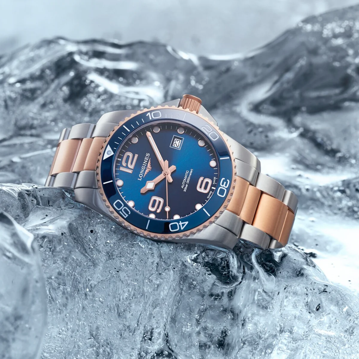 HydroConquest 41mm Two-Tone Blue Dial Men's Bracelet Watch - Image 7