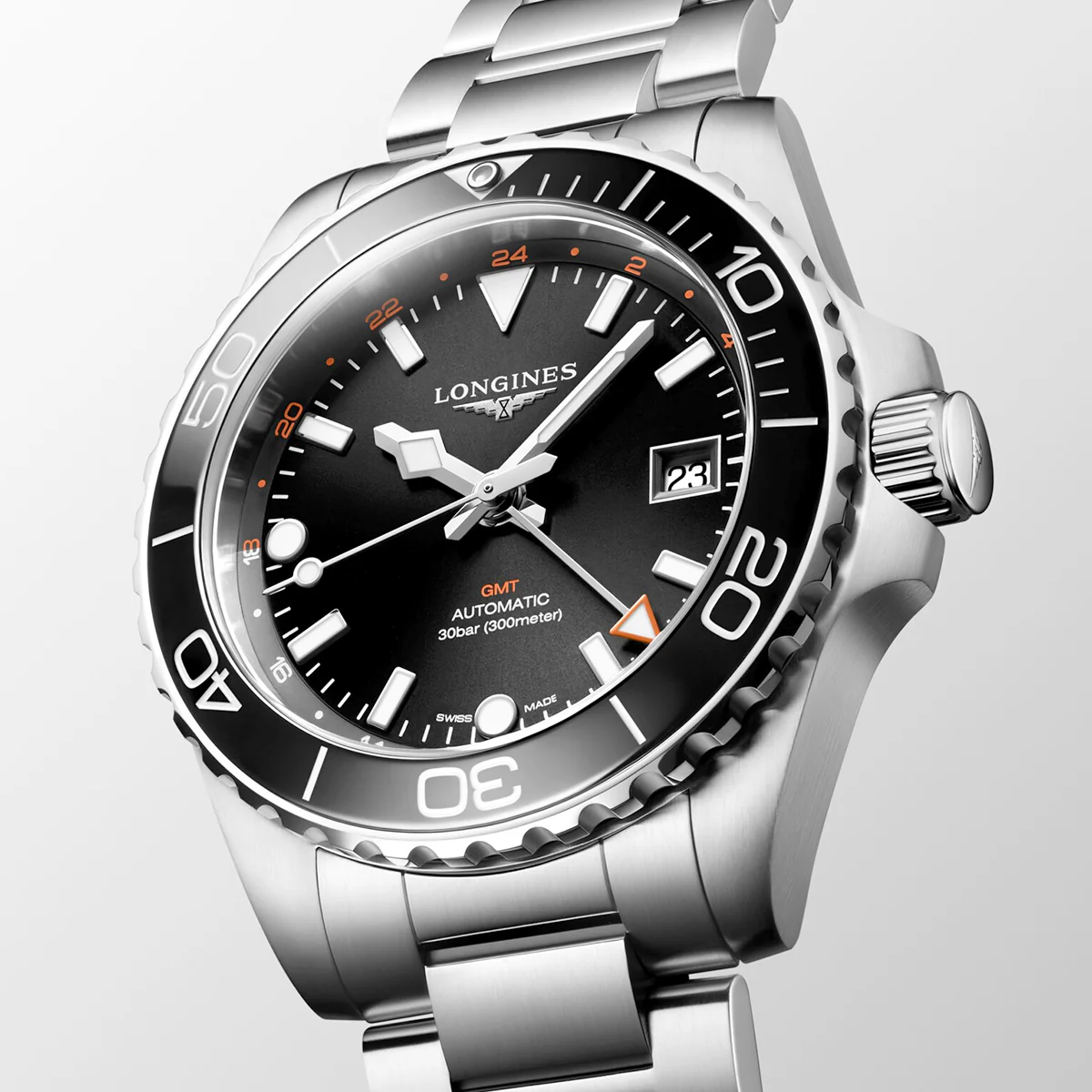 HydroConquest GMT 41mm Black Dial Automatic Bracelet Watch - Image 3