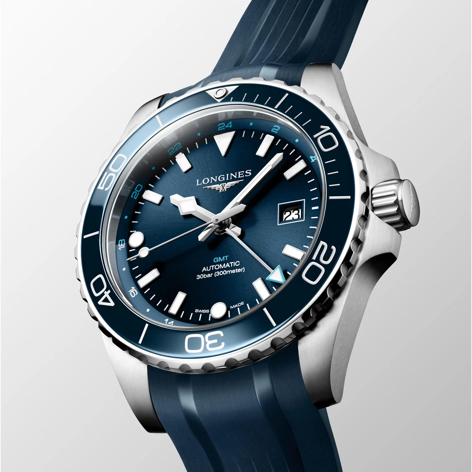 HydroConquest GMT 43mm Blue Dial Mens Automatic Strap Watch - Image 2