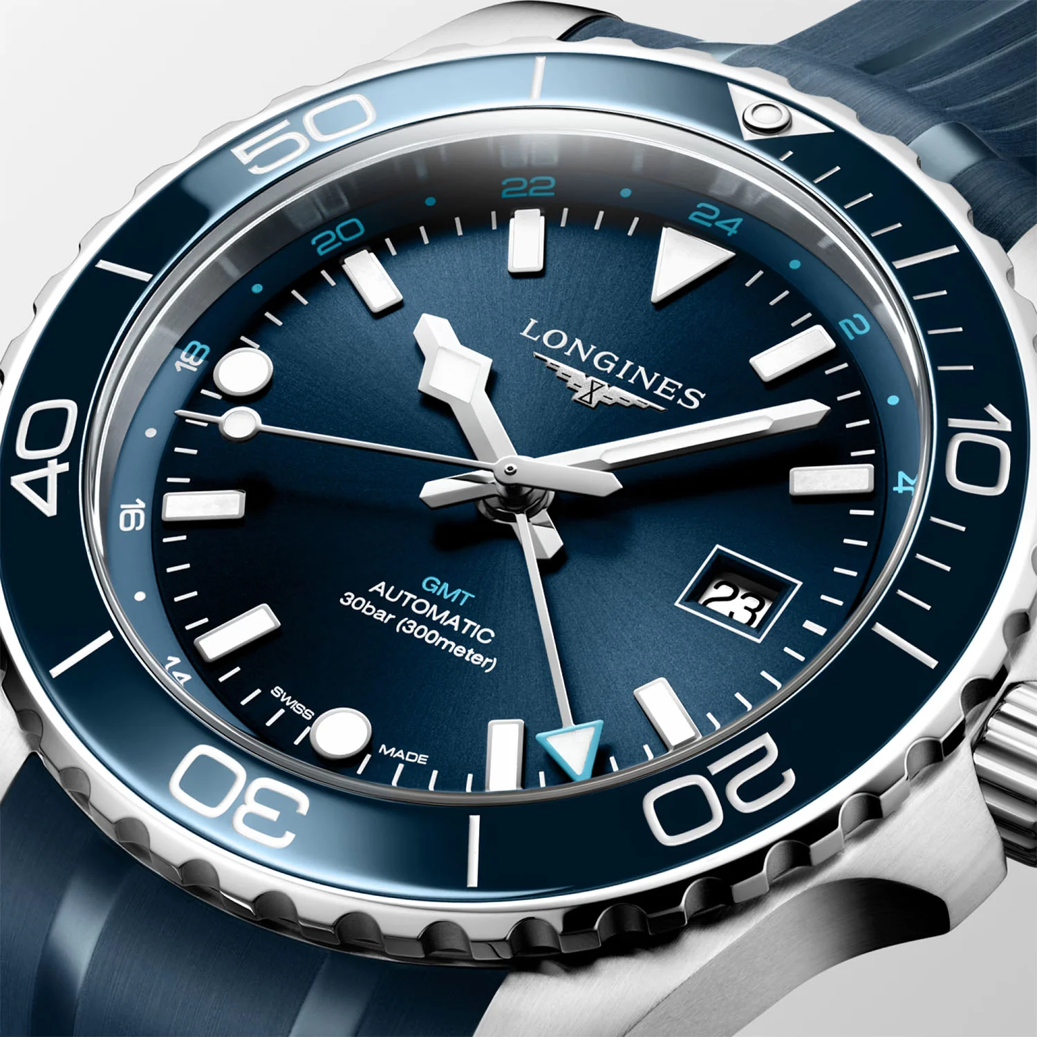 HydroConquest GMT 43mm Blue Dial Mens Automatic Strap Watch - Image 3