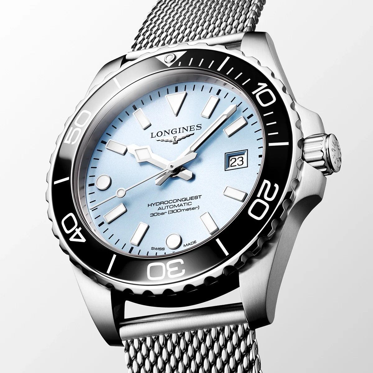 HydroConquest 42mm Ice Blue Dial Milanese Bracelet Watch - Image 2