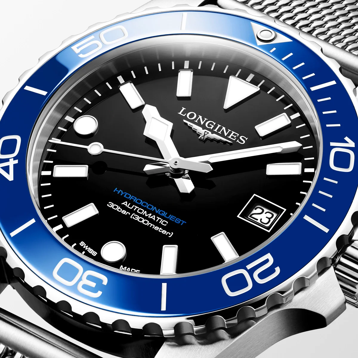 HydroConquest 39mm Blue Ceramic Bezel Milanese Bracelet Watch - Image 3