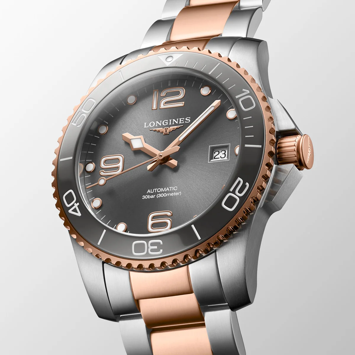 HydroConquest 41mm Two-Tone Grey Dial Men's Bracelet Watch - Image 4