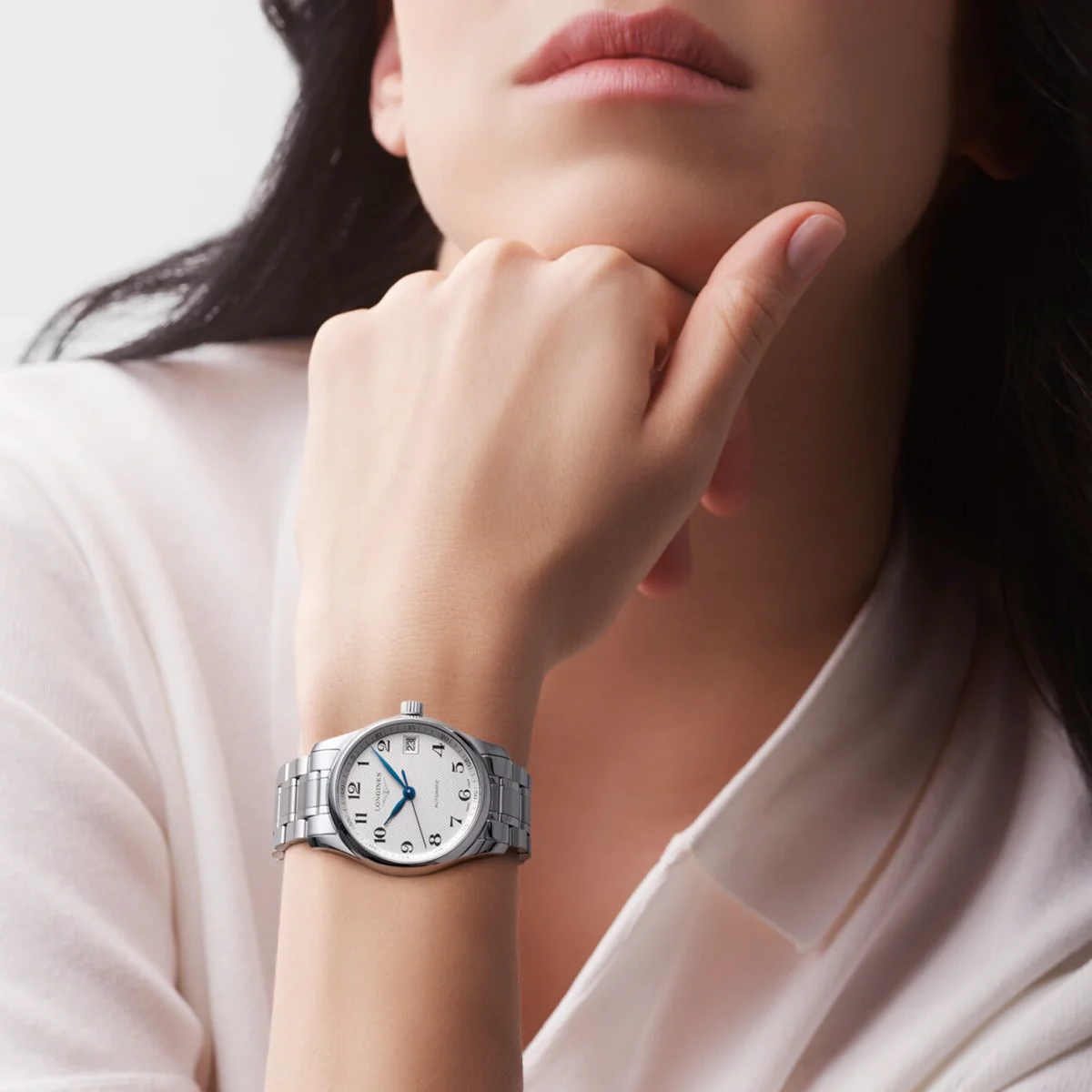 Master Collection 34mm Silver Arabic Dial Automatic Bracelet Watch - Image 6