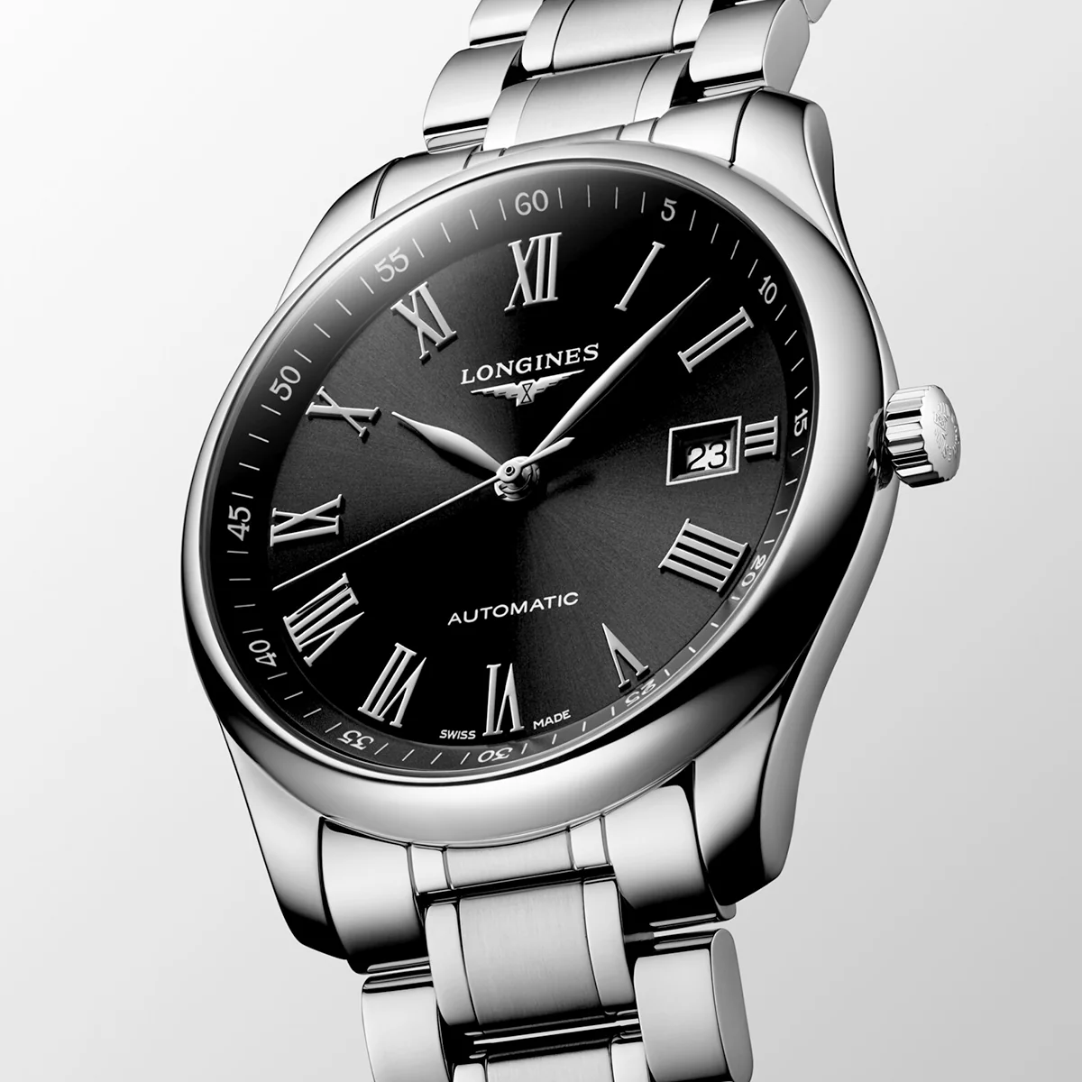 Master Collection 40mm Black Roman Dial Men's Bracelet Watch - Image 3