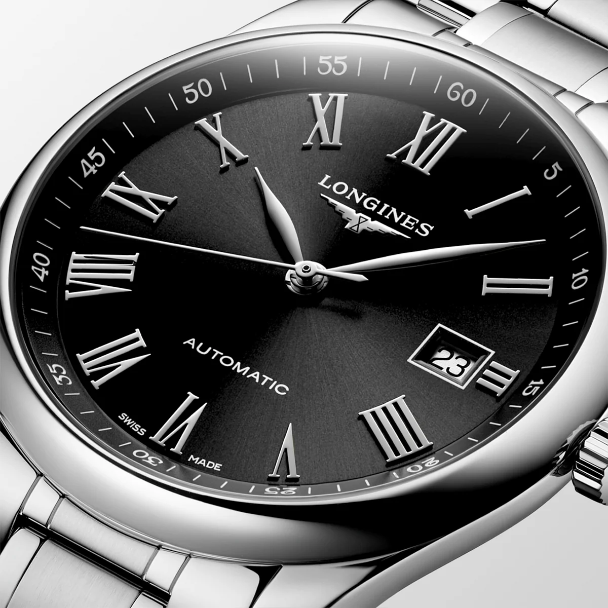 Master Collection 40mm Black Roman Dial Men's Bracelet Watch - Image 5