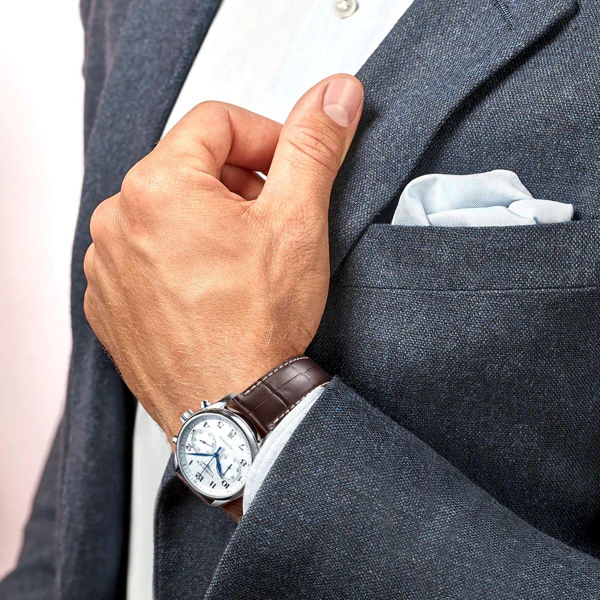 Master Collection 40mm Silver Dial Chronograph Strap Watch - Image 2