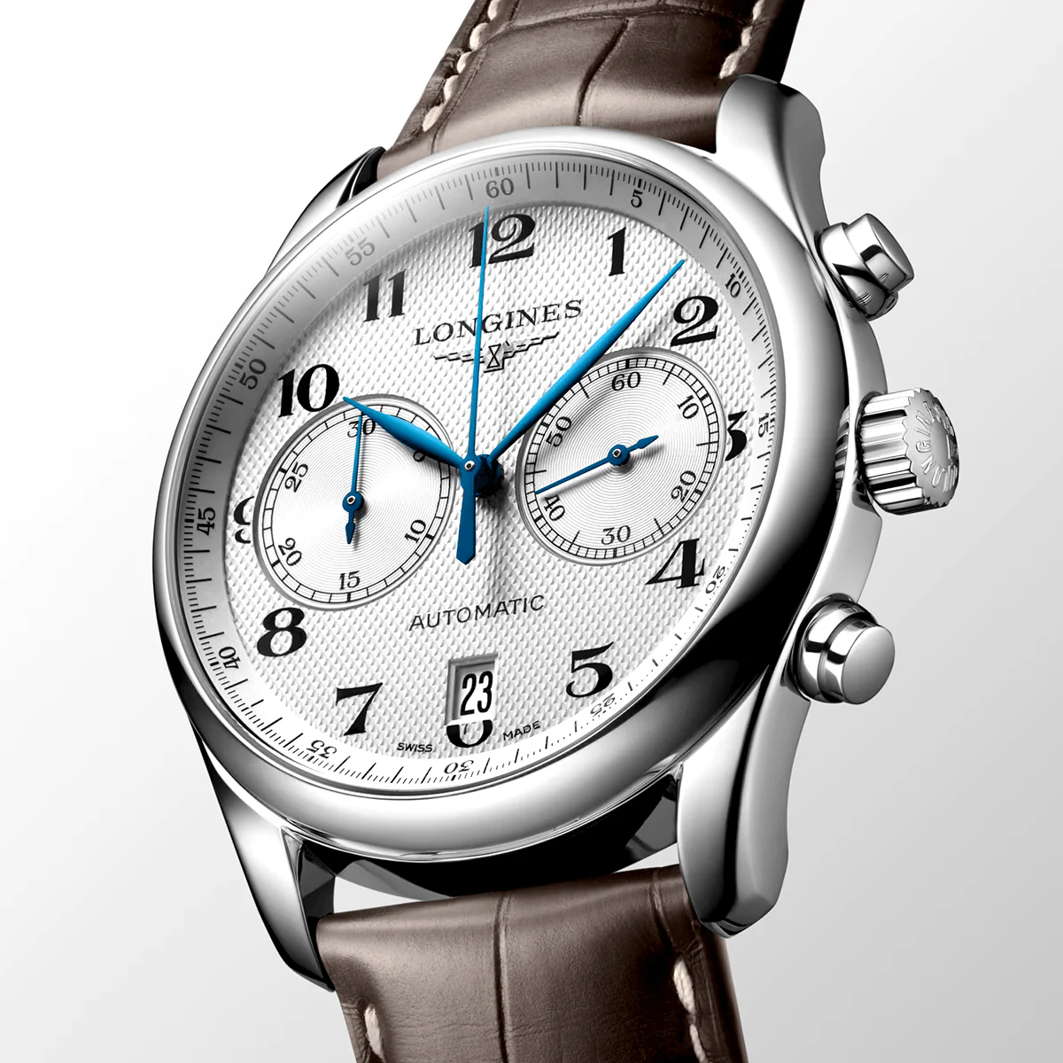 Master Collection 40mm Silver Dial Chronograph Strap Watch - Image 3